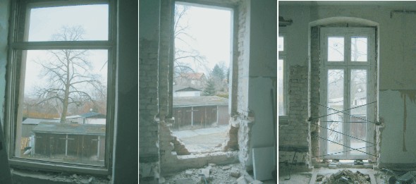 Fensteröffnung wird für eine Balkontür bis zum Boden erweitert